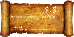Veszelovszky Zalán névjegykártya